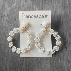 Francesca’s Flower  white + gold Earrings